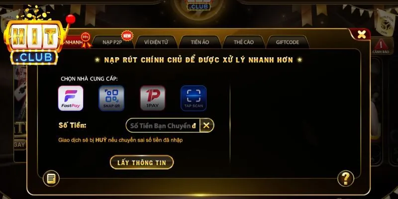 Những hình thức nạp tiền Hitclub mà bạn có thể tham khảo sử dụng
